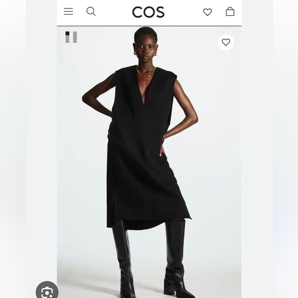 COS V-neck wool dress in blackBlack - Picture 2 of 13